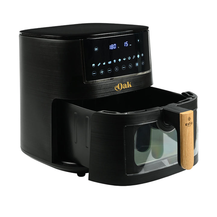 Air Fryer Oak Estia 7,2lt με ανοιχτό αποσπώμενο κάδο, ψηφιακή οθόνη αφής και αντιθερμική λαβή.