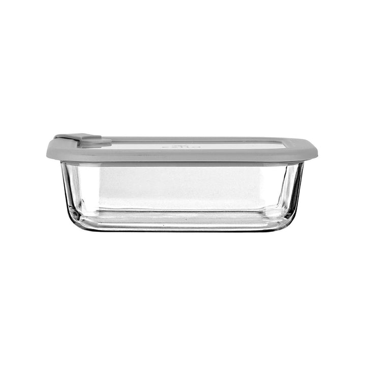 Estia Φαγητοδοχείο Γυάλινο 640ml Με Καπάκι Σιλικόνης Γκρι Colorseal