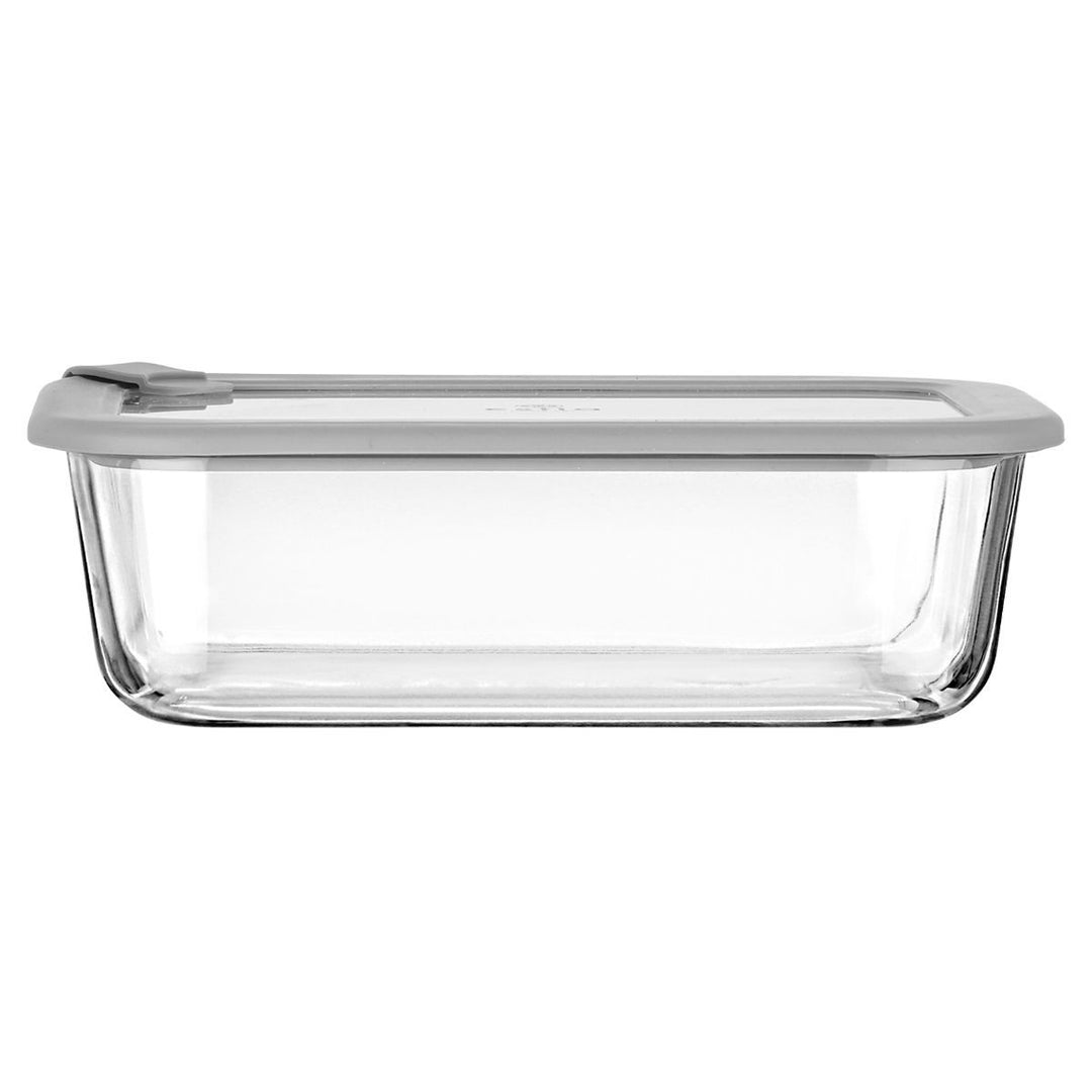 Estia Φαγητοδοχείο Γυάλινο 1520ml Με Καπάκι Σιλικόνης Γκρι Colorseal