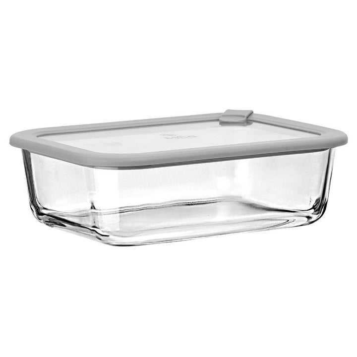 Estia Φαγητοδοχείο Γυάλινο 1520ml Με Καπάκι Σιλικόνης Γκρι Colorseal