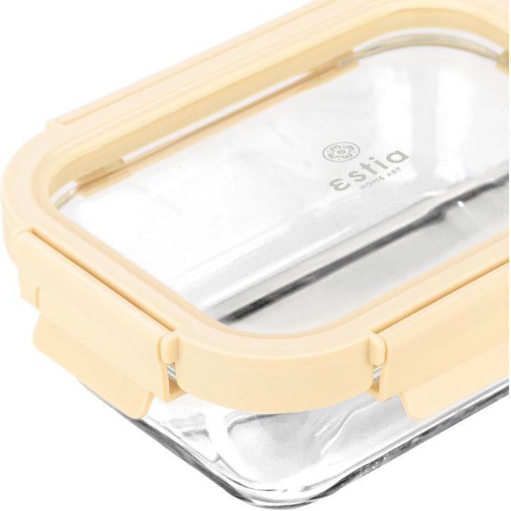 Estia Φαγητοδοχείο Γυάλινο 640ml Με Πλαστικό Καπάκι Μπεζ Click & Seal