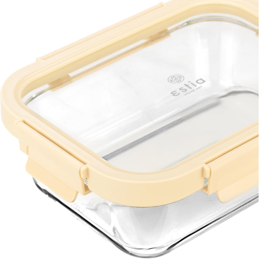 Estia Φαγητοδοχείο Γυάλινο 1050ml Με Πλαστικό Καπάκι Μπεζ Click & Seal