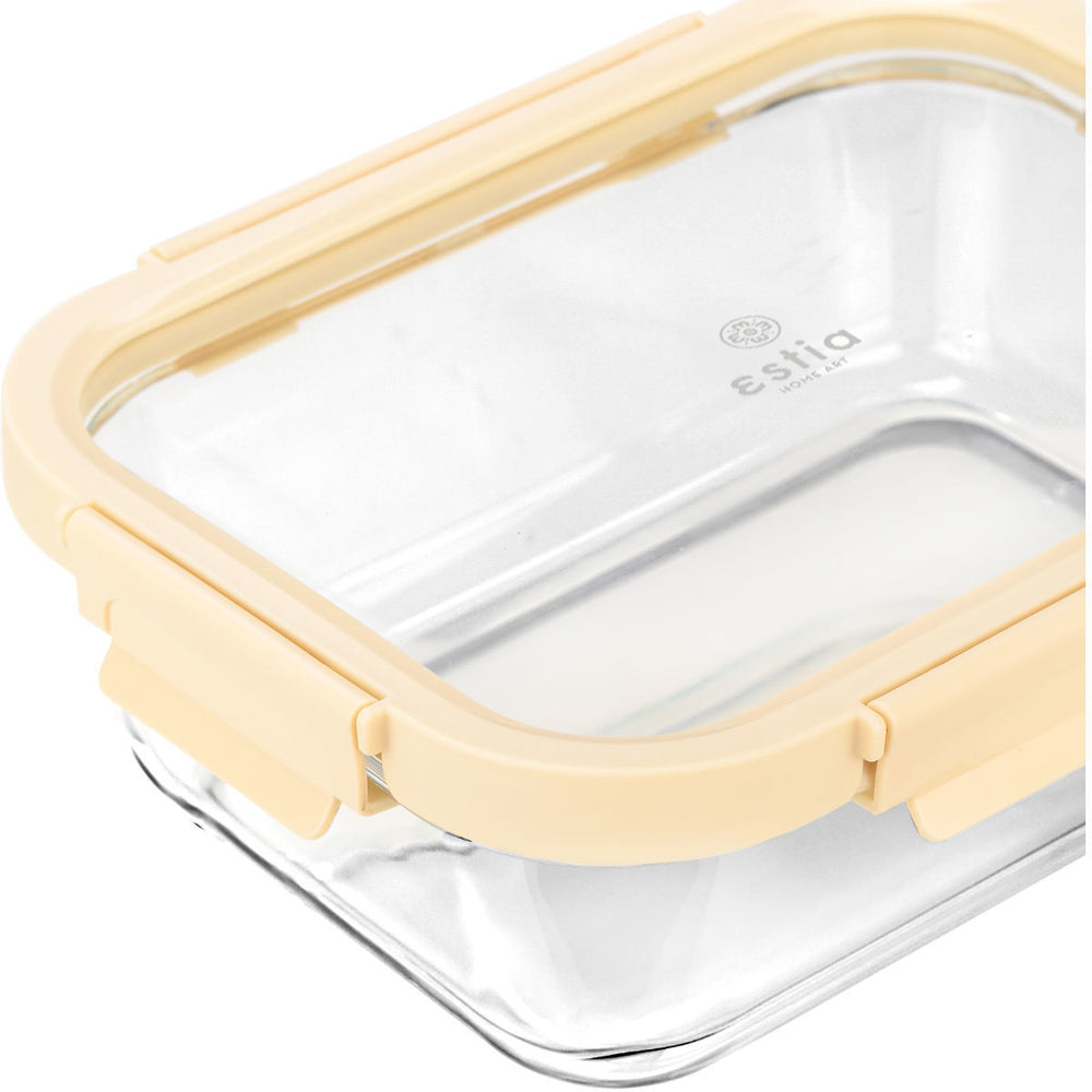 Estia Φαγητοδοχείο Γυάλινο 1520ml Με Πλαστικό Καπάκι Μπεζ Click & Seal