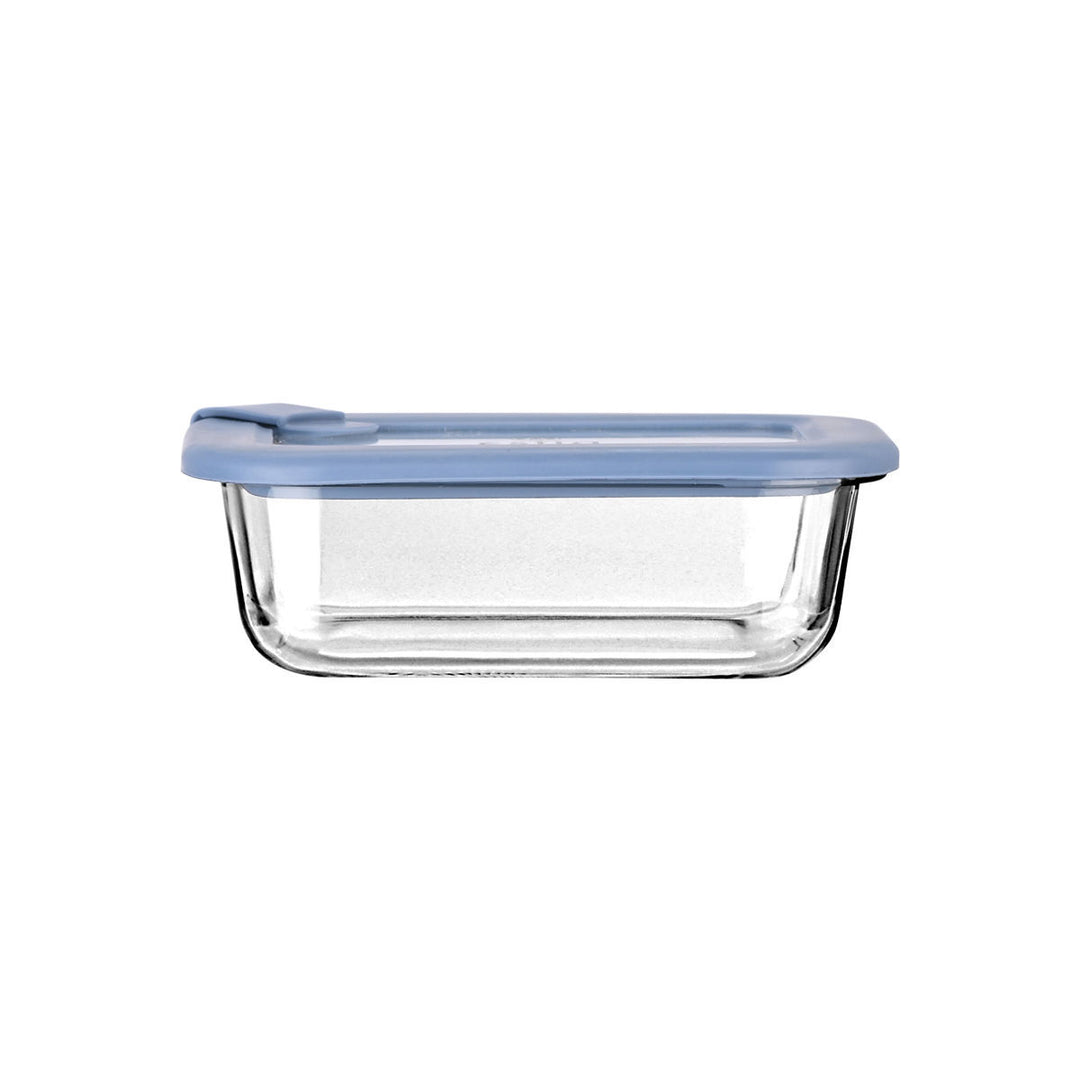 Estia Φαγητοδοχείο Γυάλινο 370ml Με Καπάκι Σιλικόνης Μπλε Colorseal
