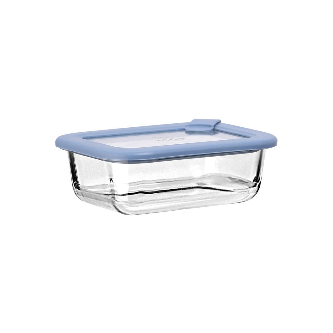 Estia Φαγητοδοχείο Γυάλινο 370ml Με Καπάκι Σιλικόνης Μπλε Colorseal