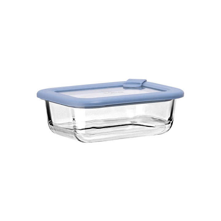 Estia Φαγητοδοχείο Γυάλινο 370ml Με Καπάκι Σιλικόνης Μπλε Colorseal
