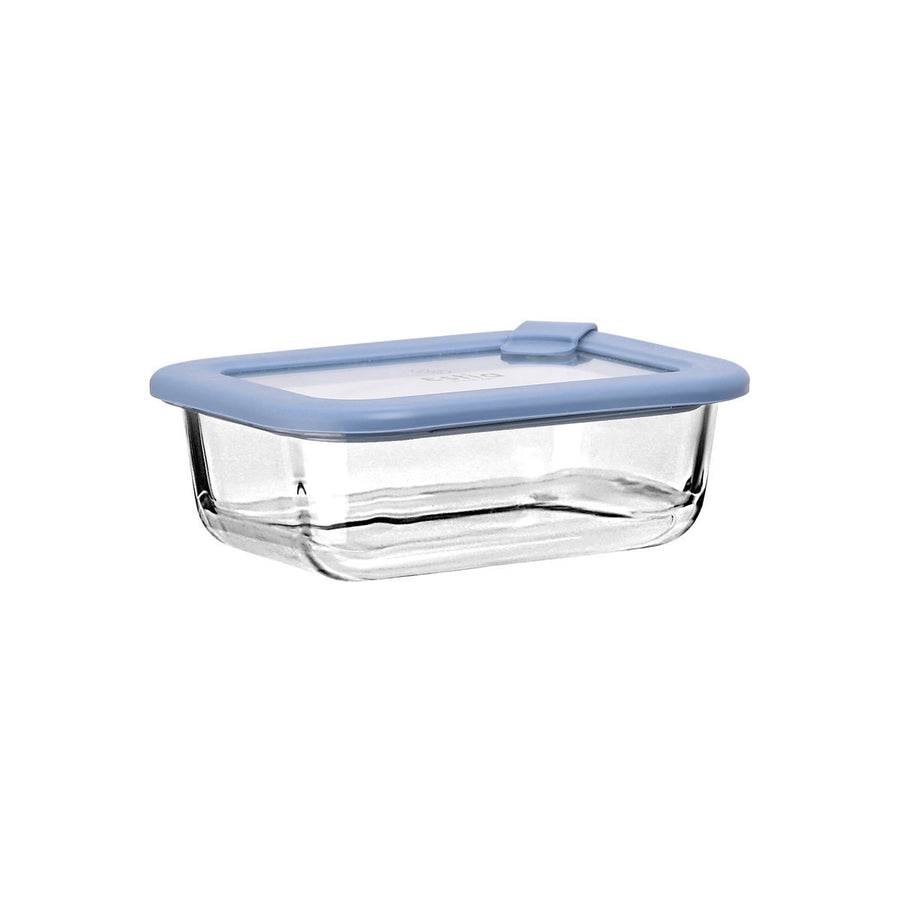 Estia Φαγητοδοχείο Γυάλινο 370ml Με Καπάκι Σιλικόνης Μπλε Colorseal