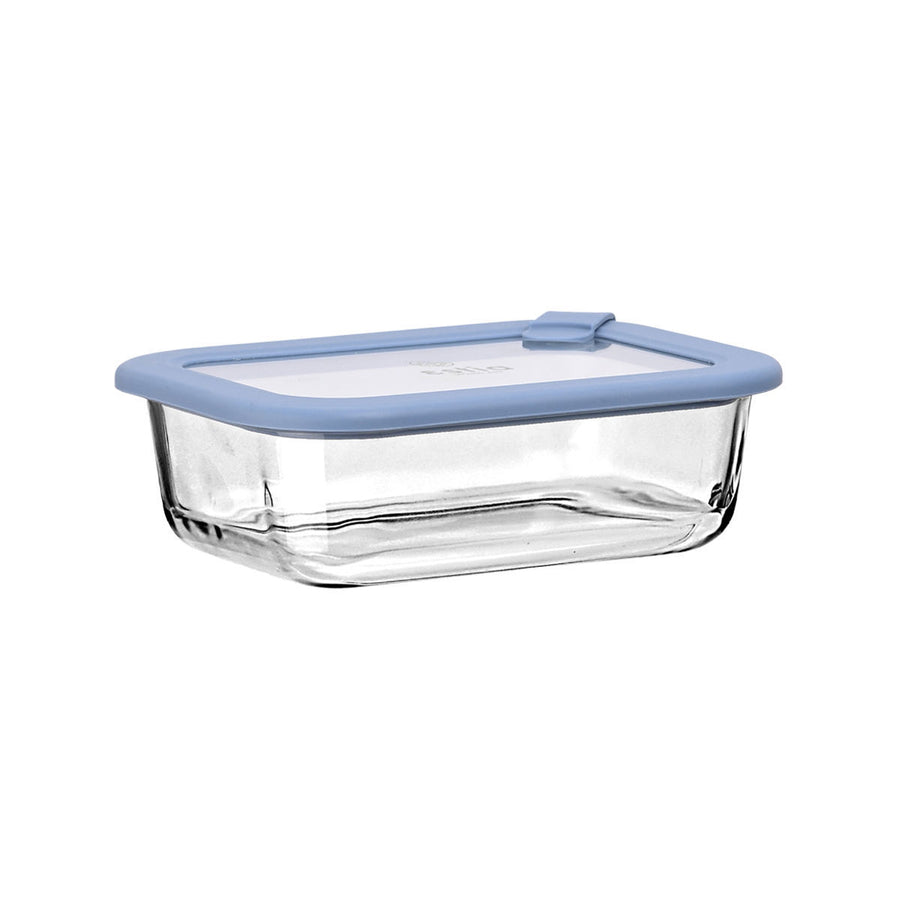 Estia Φαγητοδοχείο Γυάλινο 640ml Με Καπάκι Σιλικόνης Μπλε Colorseal