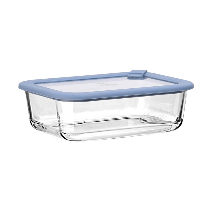 Estia Φαγητοδοχείο Γυάλινο 1050ml Με Καπάκι Σιλικόνης Μπλε Colorseal