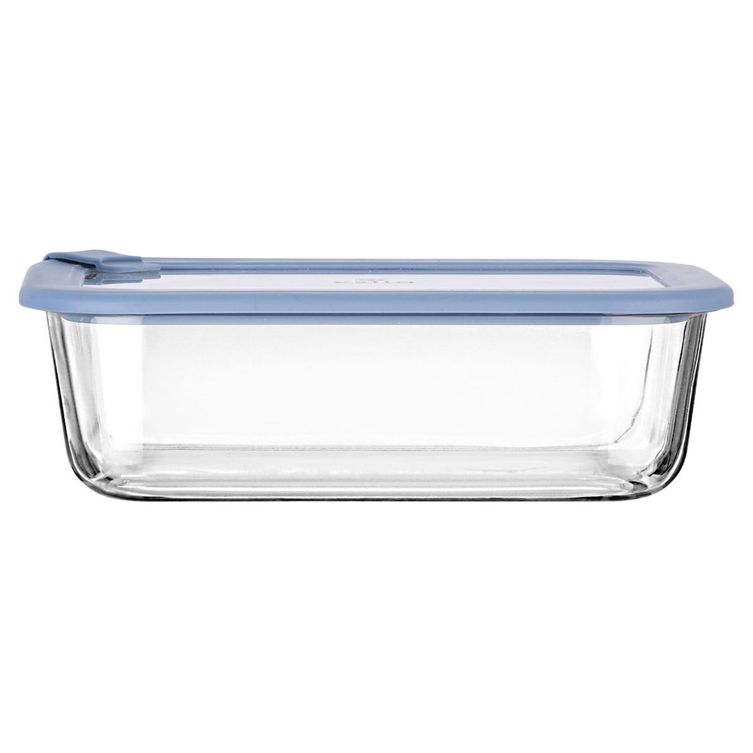 Estia Φαγητοδοχείο Γυάλινο 1520ml Με Καπάκι Σιλικόνης Μπλε Colorseal