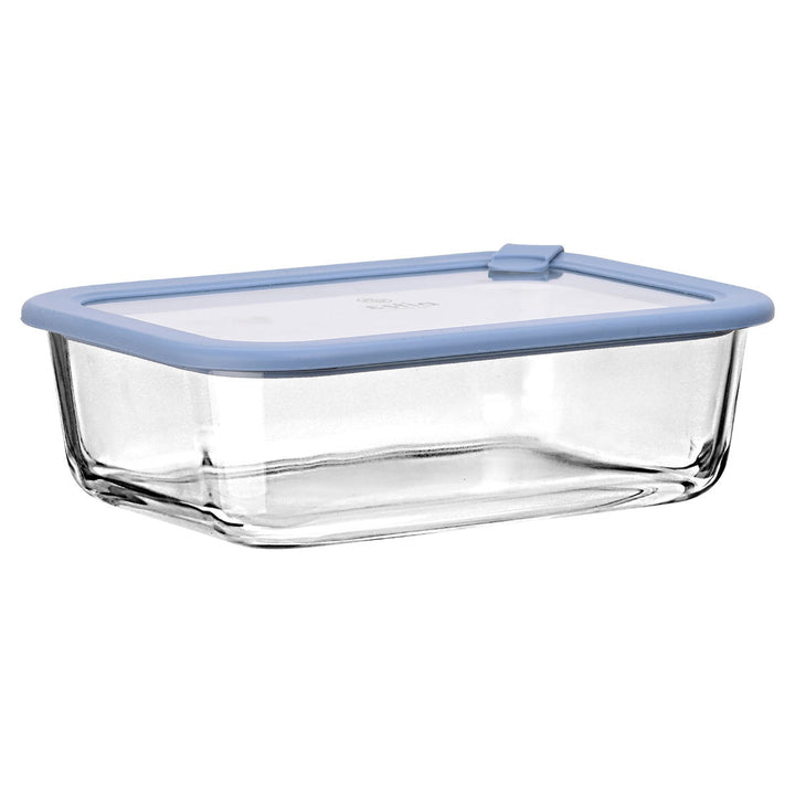 Estia Φαγητοδοχείο Γυάλινο 1520ml Με Καπάκι Σιλικόνης Μπλε Colorseal