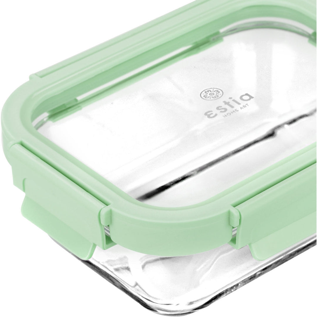 Estia Φαγητοδοχείο Γυάλινο 640ml Με Πλαστικό Καπάκι Μέντα Click & Seal