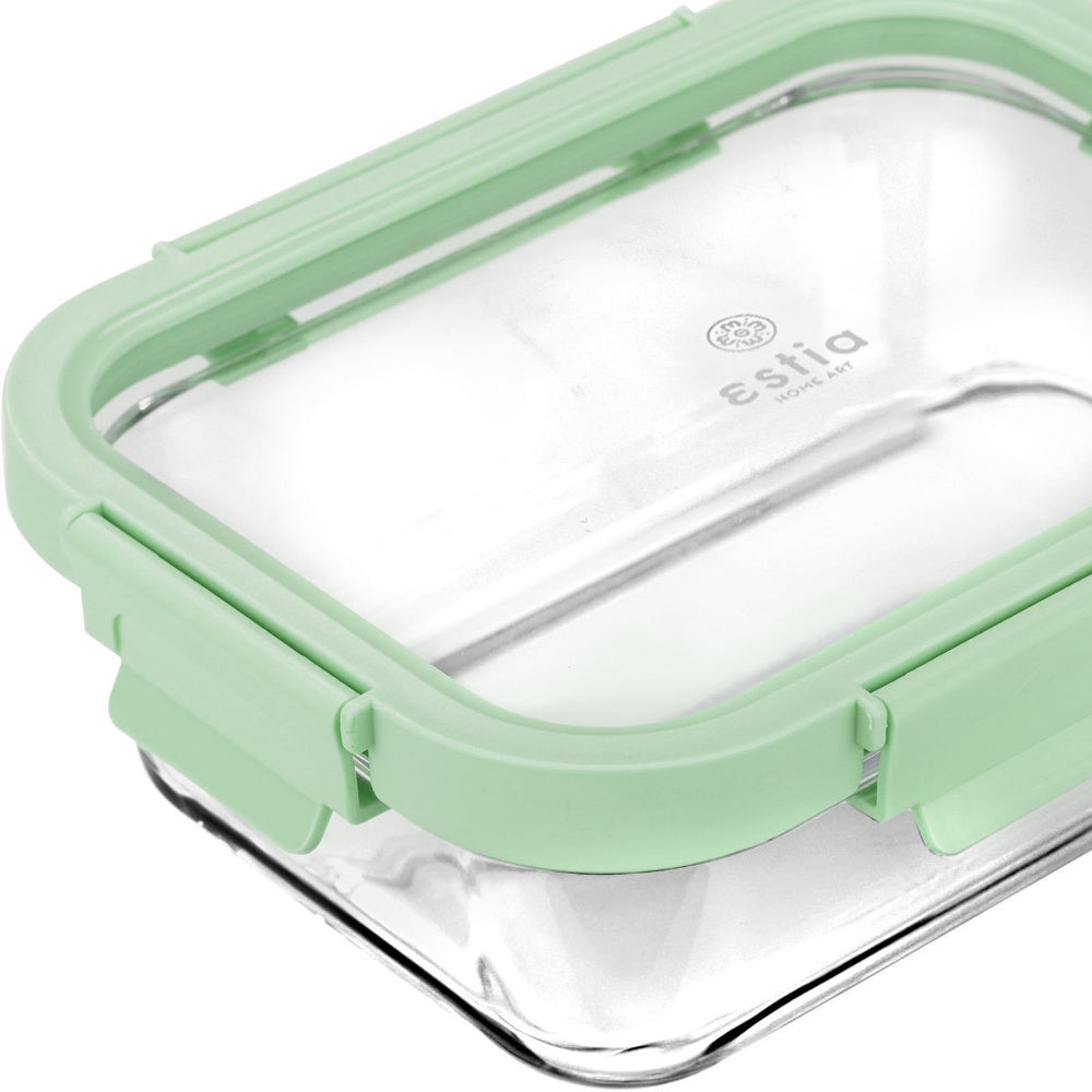 Estia Φαγητοδοχείο Γυάλινο 1050ml Με Πλαστικό Καπάκι Μέντα Click & Seal