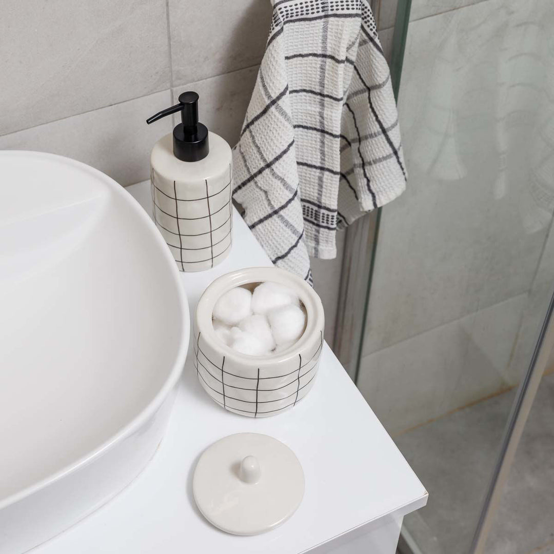 Estia Δοχείο Για Βαμβάκι/Μπατονέτες Κεραμικό Λευκό Cage