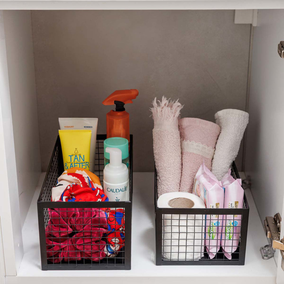 Καλάθι Αποθήκευσης & Οργάνωσης Μαύρο Μεταλλικό 30x15.5x13cm Cage Estia