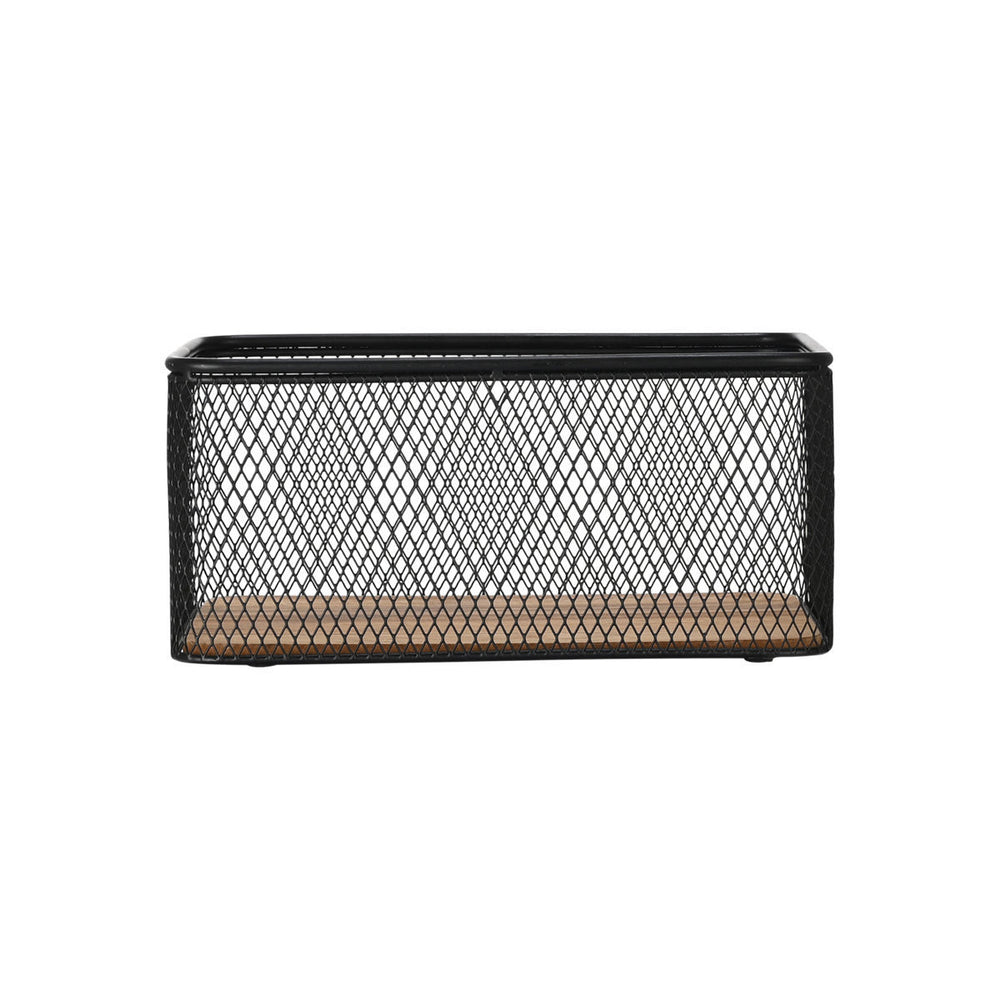 Καλάθι Αποθήκευσης Και Οργάνωσης Μεταλλικό Μαύρο Με Ξύλινη Βάση 24x16.5 Wired Estia