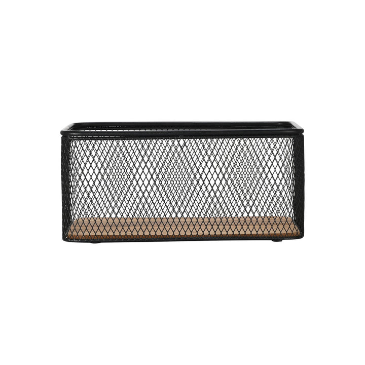 Καλάθι Αποθήκευσης Και Οργάνωσης Μεταλλικό Μαύρο Με Ξύλινη Βάση 24x16.5 Wired Estia