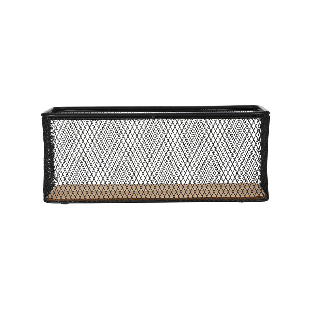 Καλάθι Αποθήκευσης Και Οργάνωσης Μεταλλικό Μαύρο Με Ξύλινη Βάση 30.5x16.5 Wired Estia
