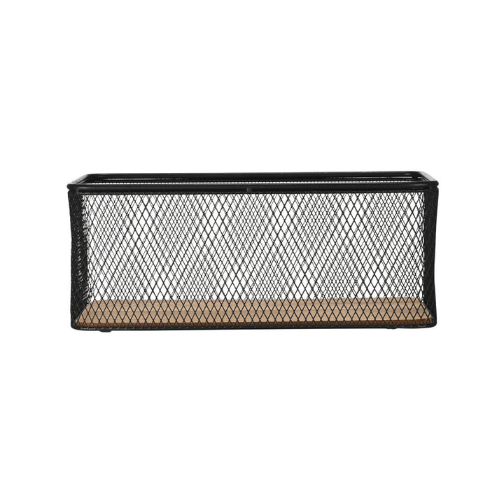 Καλάθι Αποθήκευσης Και Οργάνωσης Μεταλλικό Μαύρο Με Ξύλινη Βάση 30.5x16.5 Wired Estia