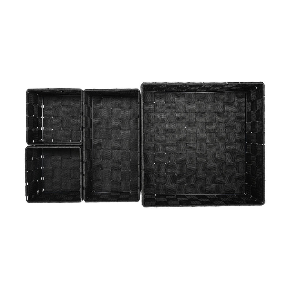 Καλάθια Αποθήκευσης Και Οργάνωσης Μαύρα Σετ 4τμχ Woven Estia