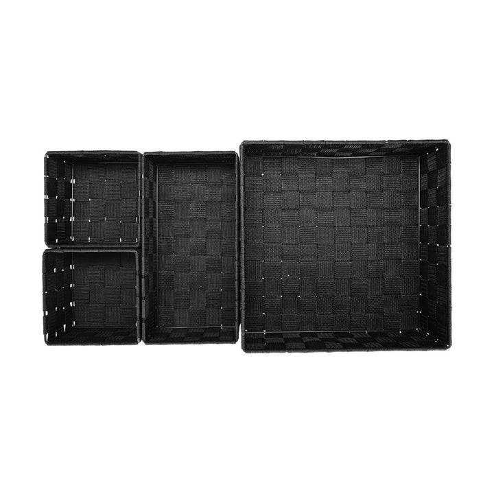 Καλάθια Αποθήκευσης Και Οργάνωσης Μαύρα Σετ 4τμχ Woven Estia