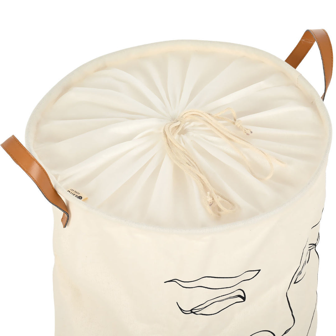 Καλάθι απλύτων Estia Line Art με κορδόνι κλεισίματος στο επάνω μέρος και σταθερή δομή, σχεδιασμένο για εύκολη χρήση και αποθήκευση.