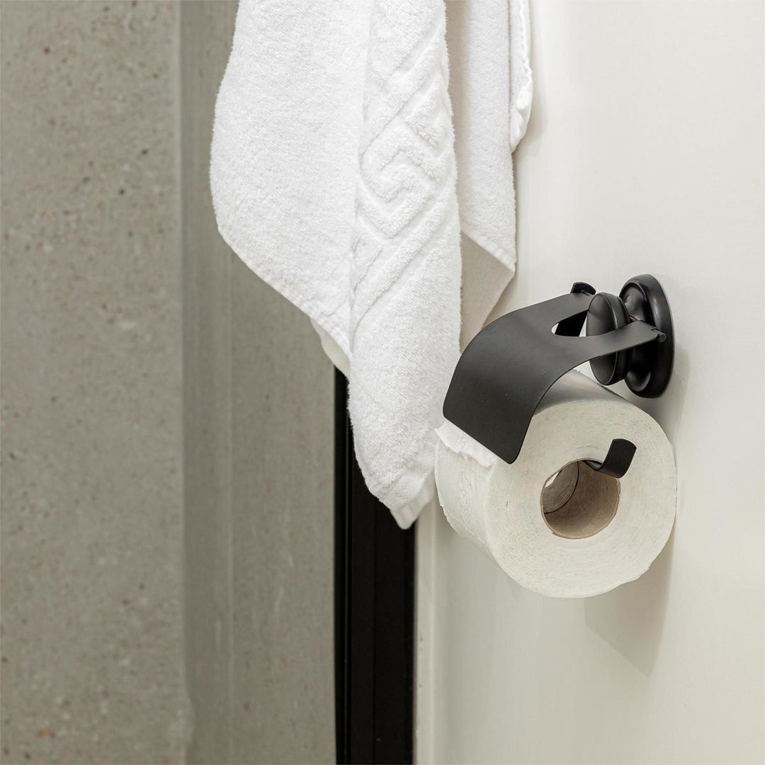 Χαρτοθήκη Με Βεντούζα Μεταλλική Μαύρη Estia