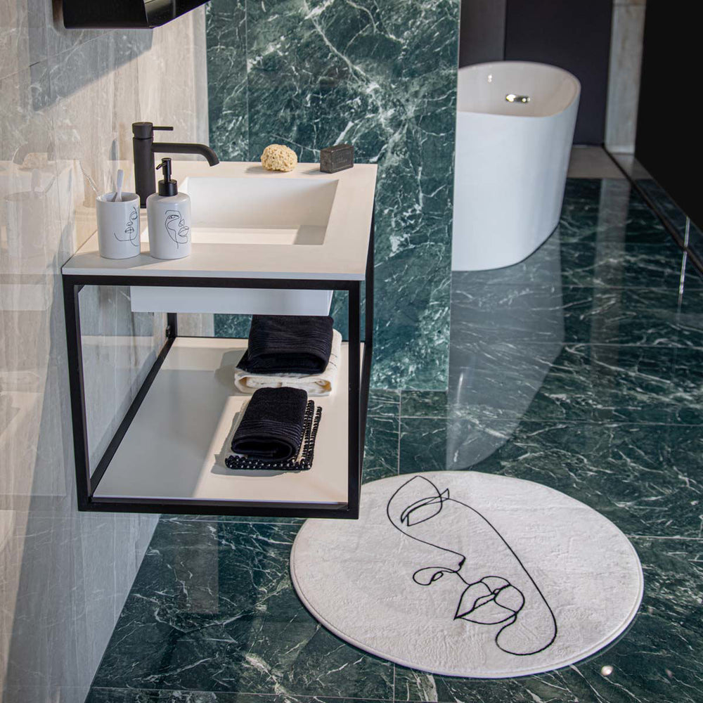 Πατάκι Μπάνιου Αντιολισθητικό Λευκό 80x80cm Line Art Estia