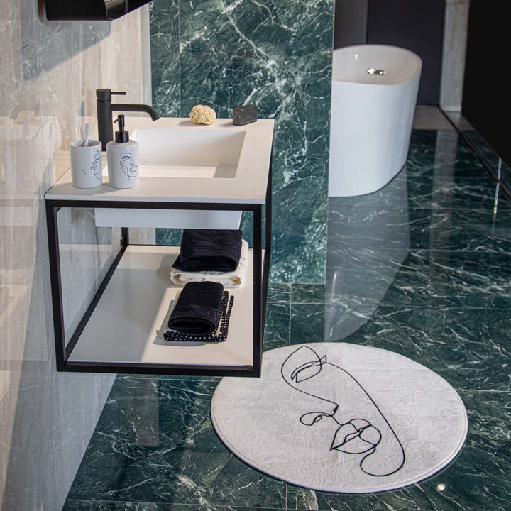 Πατάκι Μπάνιου Αντιολισθητικό Λευκό 80x80cm Line Art Estia