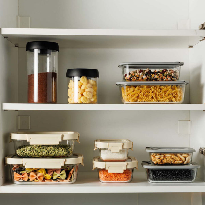 Estia Φαγητοδοχείο Γυάλινο 640ml Με Πλαστικό Καπάκι Μπεζ Click & Seal