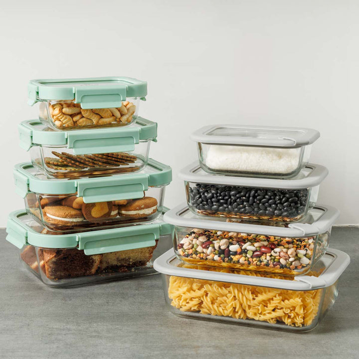 Estia Φαγητοδοχείο Γυάλινο 640ml Με Καπάκι Σιλικόνης Γκρι Colorseal