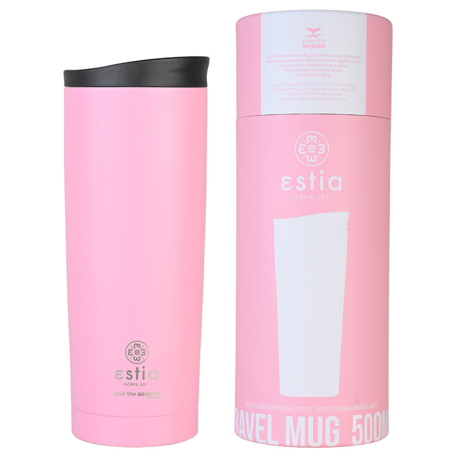 Estia Ποτήρι Θερμός  Save The Aegean 500ml Ροζ Pink Travel Mug