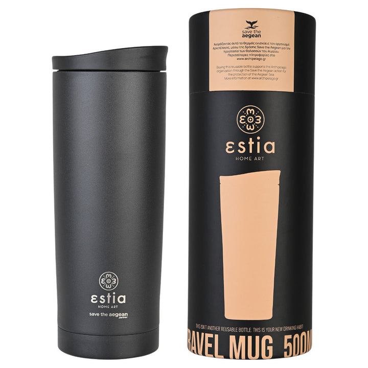 Estia Ποτήρι Θερμός Save The Aegean Μαύρο Midnight Black Travel Mug
