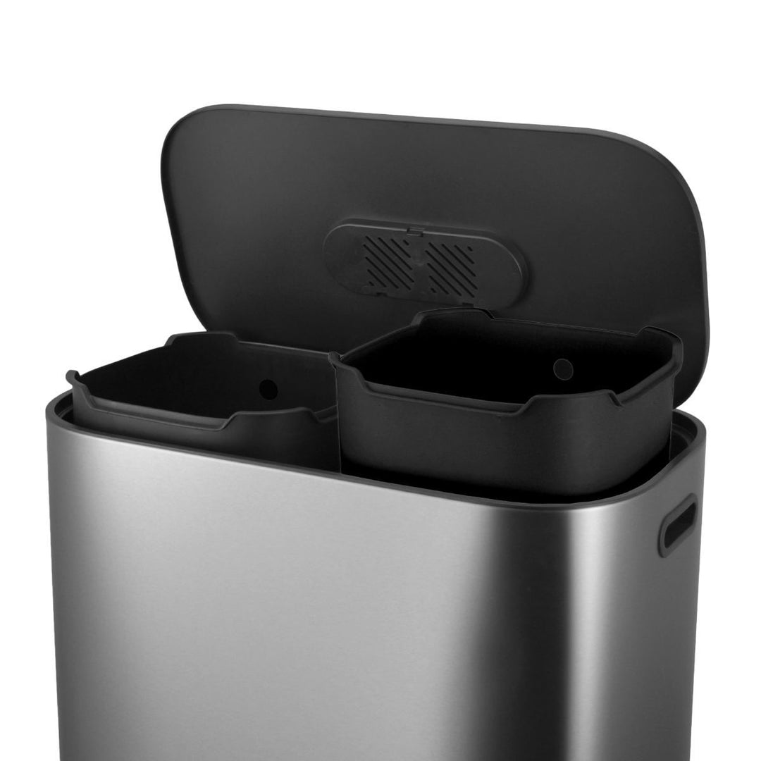 Κάδος Απορριμάτων Κουζίνας Ατσάλινος Ίνοξ Με 2 Δοχεία 30lt&30lt Estia