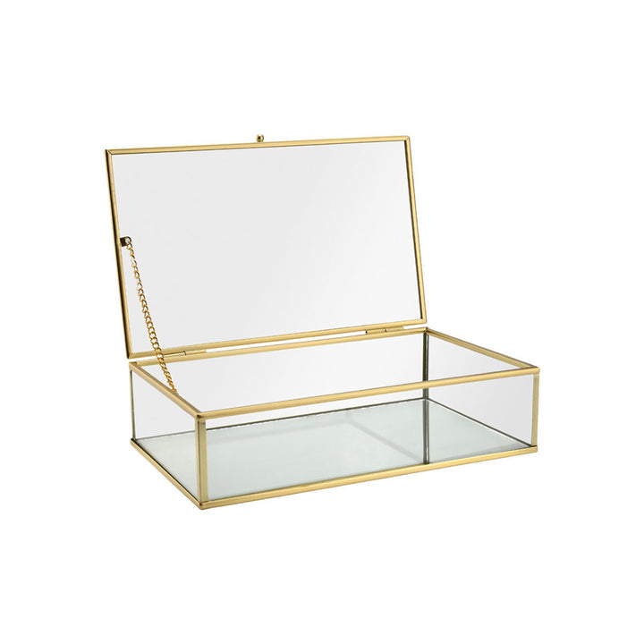 Κουτί Οργάνωσης Γυάλινο Με Καθρεύτη & Χρυσό Μεταλλικό Πλαίσιο Estia  24X14X6cm