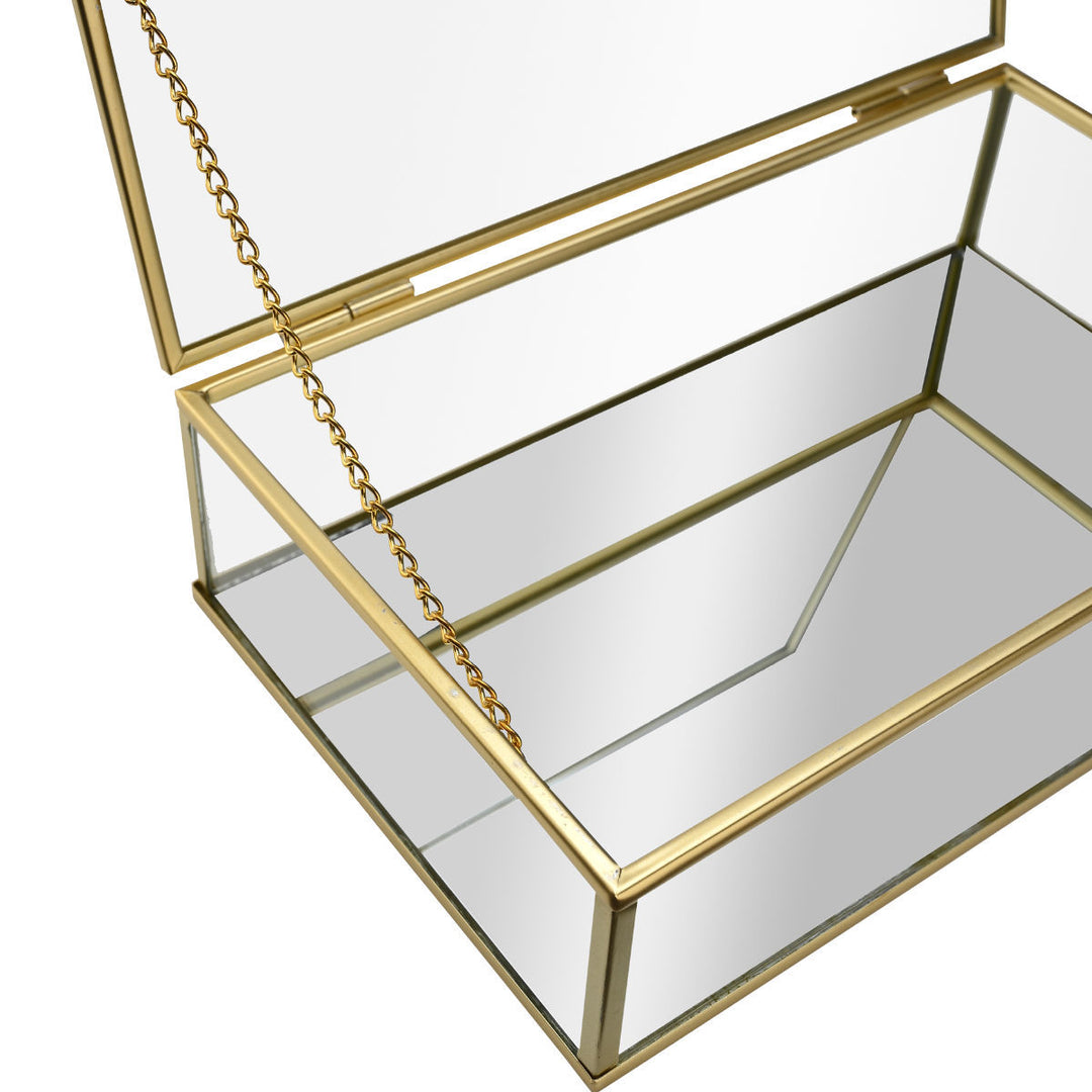 Κουτί Οργάνωσης Γυάλινο Με Καθρεύτη & Χρυσό Μεταλλικό Πλαίσιο Estia  24X14X6cm