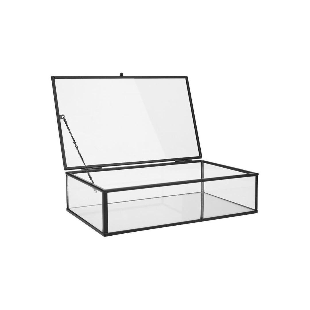 Κουτί Οργάνωσης Γυάλινο Με Καθρεύτη & Μαύρο Μεταλλικό Πλαίσιο Estia  24X14X6cm