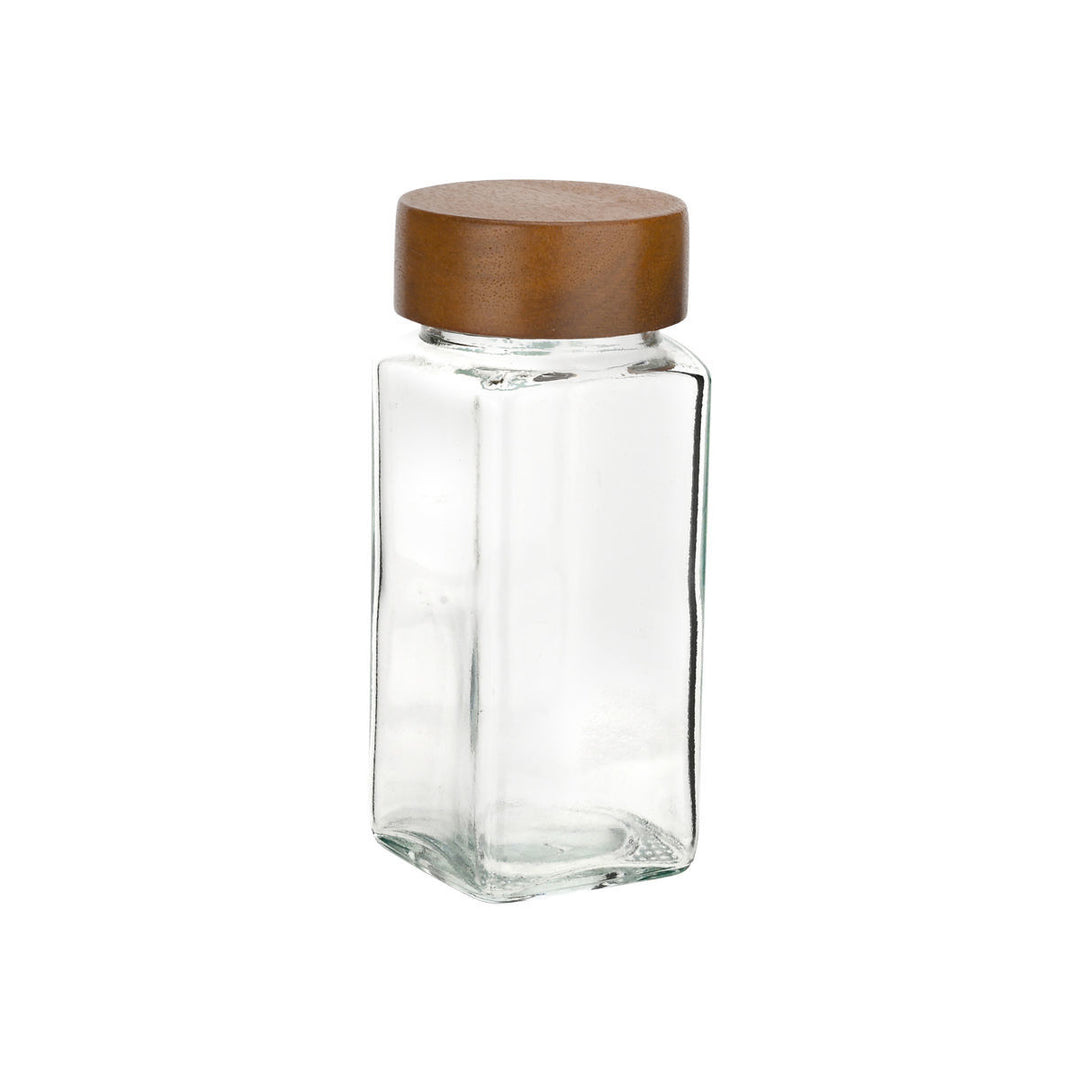 Δοχείο Μπαχαρικών Γυάλινο Με Ξύλινο Αεροσταγές Καπάκι Estia Allure