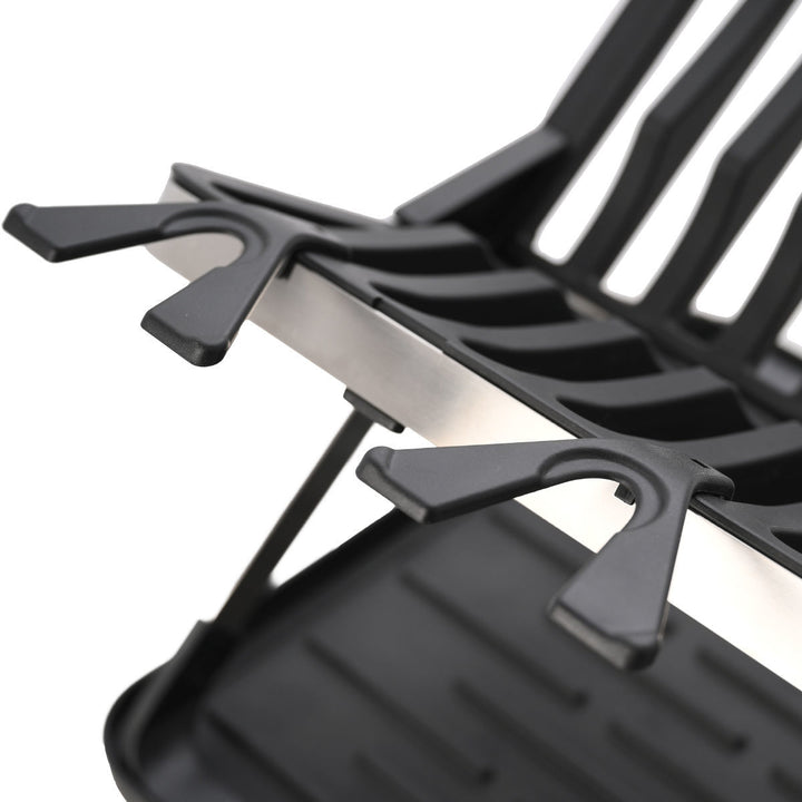 Πιατοθήκη Ανοξείδωτη Αναδιπλούμενη Μαύρη 2 Επιπέδων Με Θήκη Για Μαχαιροπίρουνα Estia 48X35.4X27.2cm