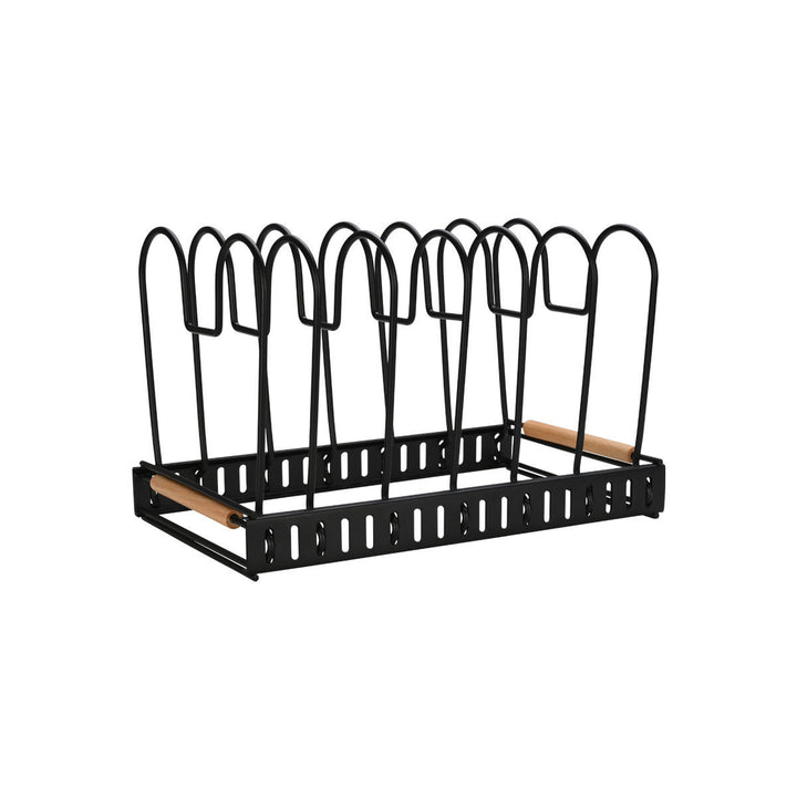 Πιατοθήκη Με Διαχωριστικά Και Χερούλια Μεταλλική Μαύρη Bamboo Essentials Estia