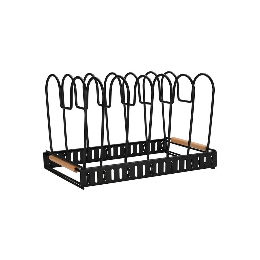 Πιατοθήκη Με Διαχωριστικά Και Χερούλια Μεταλλική Μαύρη Bamboo Essentials Estia