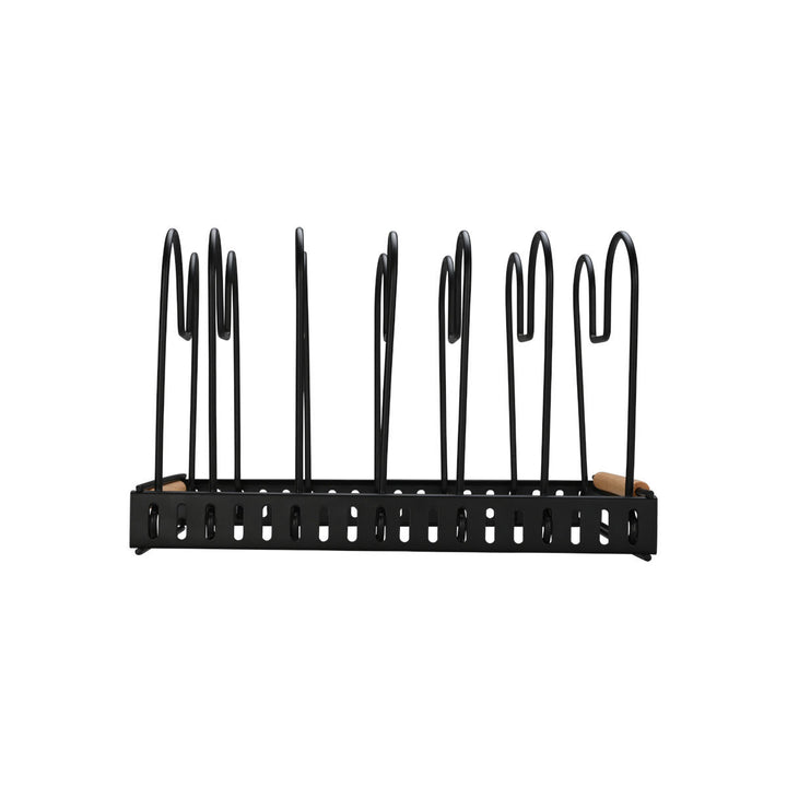 Πιατοθήκη Με Διαχωριστικά Και Χερούλια Μεταλλική Μαύρη Bamboo Essentials Estia