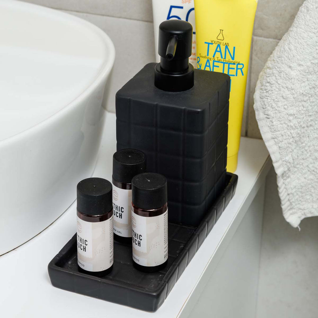 Estia Δοχείο Κρεμοσάπουνου Κεραμικό Μαύρο 450ml Tiles