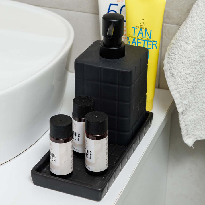 Estia Δοχείο Κρεμοσάπουνου Κεραμικό Μαύρο 450ml Tiles