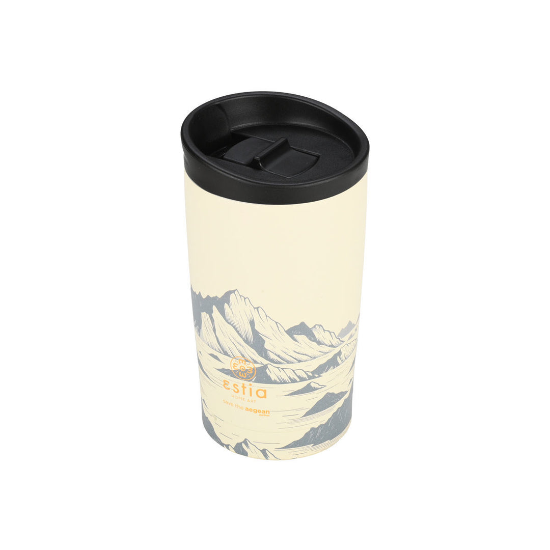 Estia Ποτήρι Θερμός  Save The Aegean 350ml Εκρού Με Βουνά Alpine Essence Travel Mug