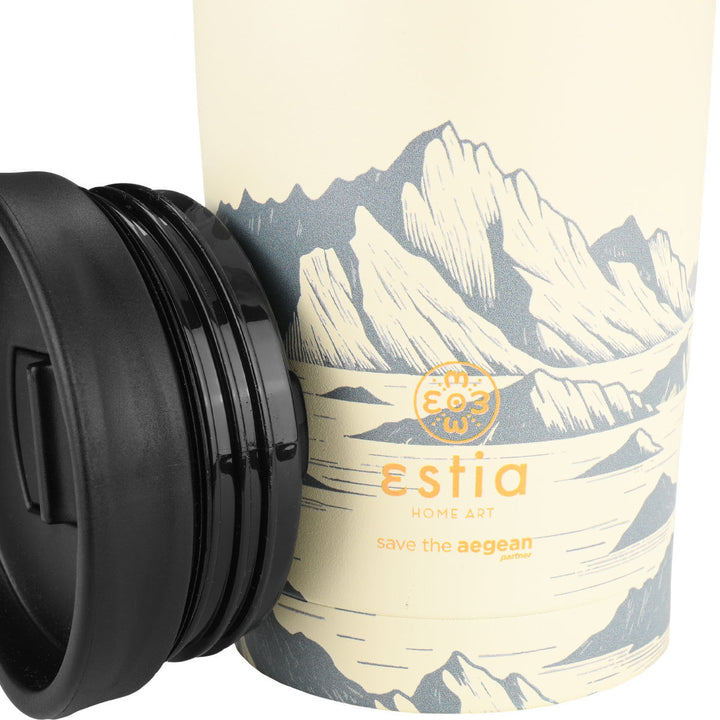 Estia Ποτήρι Θερμός  Save The Aegean 350ml Εκρού Με Βουνά Alpine Essence Travel Mug