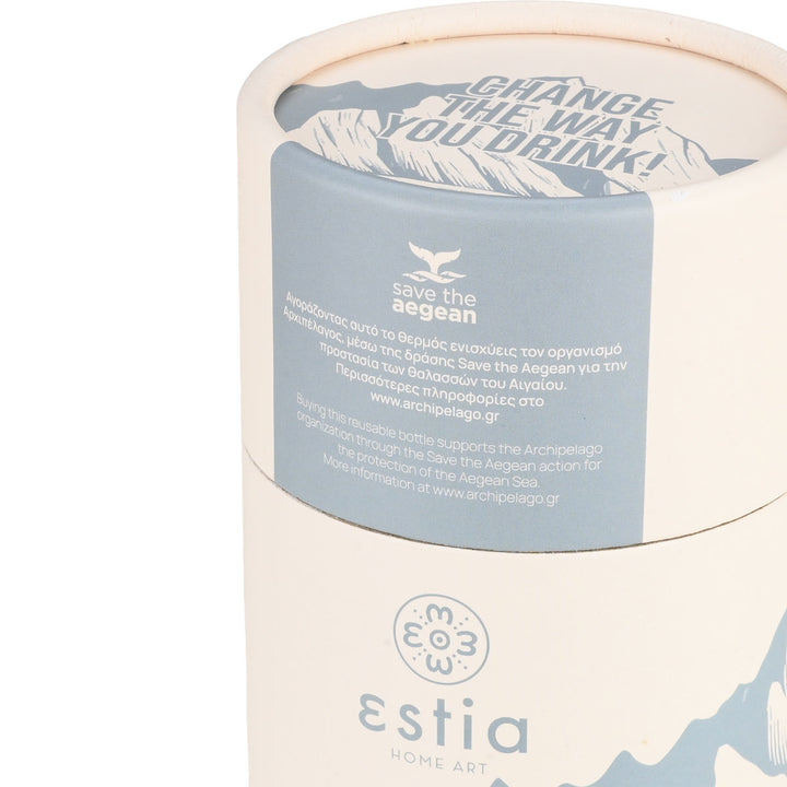 Estia Ποτήρι Θερμός  Save The Aegean 350ml Εκρού Με Βουνά Alpine Essence Travel Mug