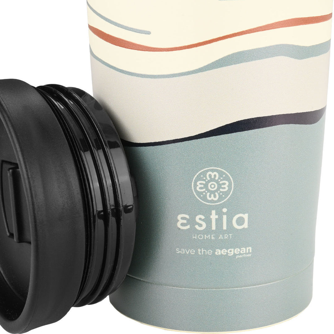 Estia Ποτήρι Θερμός  Save The Aegean 350ml Εκρού-Μέντα Ecozen Horizon Travel Mug