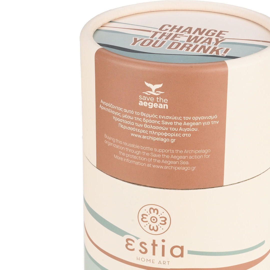 Estia Ποτήρι Θερμός  Save The Aegean 350ml Εκρού-Μέντα Ecozen Horizon Travel Mug