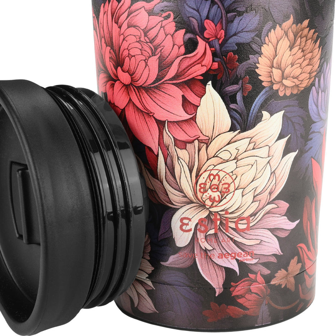 Estia Ποτήρι Θερμός Save The Aegean 350ml Φλοράλ Midnight Blossom
